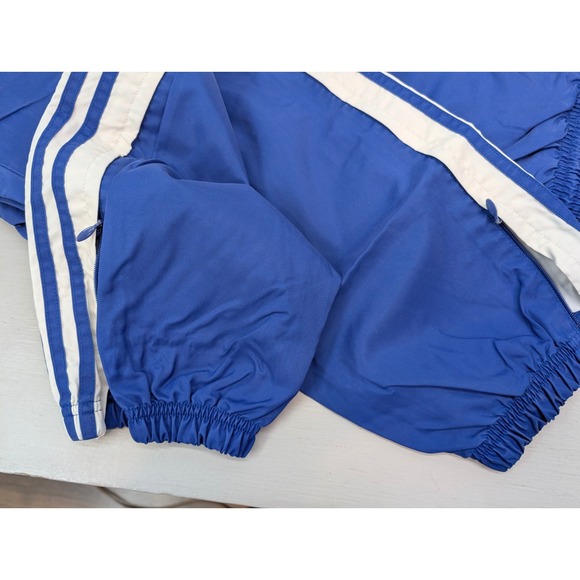 Adidas Track Pants Blue White Stripe Windbreaker Men's Size L Elastic Waist 90s - Picture 5 of 13